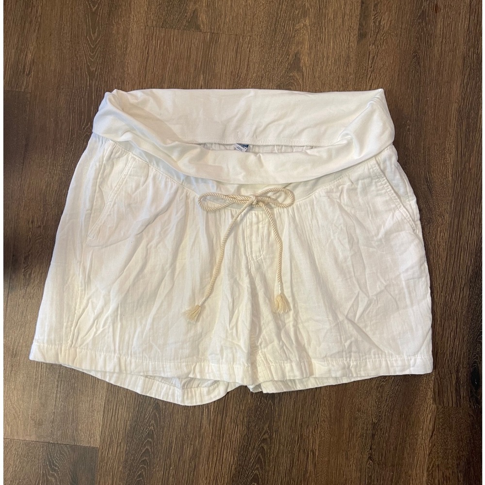 White Old Navy Shorts Womens Maternity Waist Drawstring Casual XL